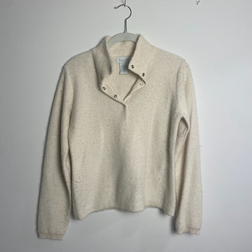 Marker Lambs Wool Pullover Button Ski Sweater Moc… - image 1